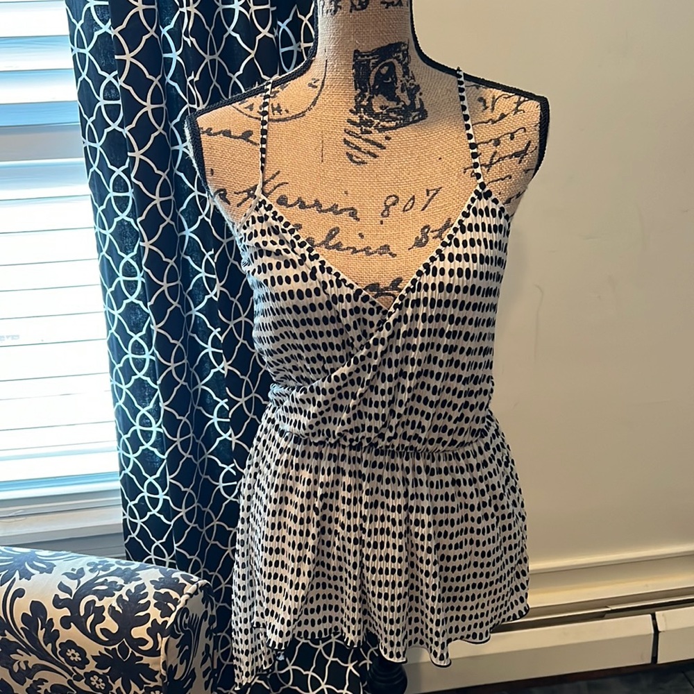 Zara black and white polka dot tank